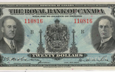 Royal Bank of Canada AU 1935 Large Signatures $20 Banknote