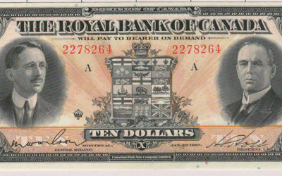 Royal Bank of Canada Unc 1927 $10 Banknote S/N 2278264