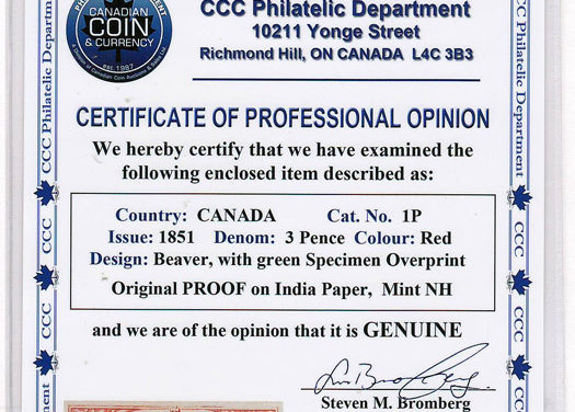 Canada #1TCi 1851 3d Beaver Proof w/ Specimen Overprint