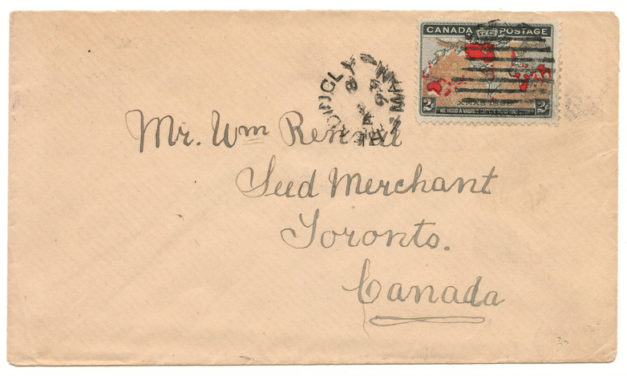 Canada #86var 8 Apr 1899 2c colour changeling Rennie Map Cover