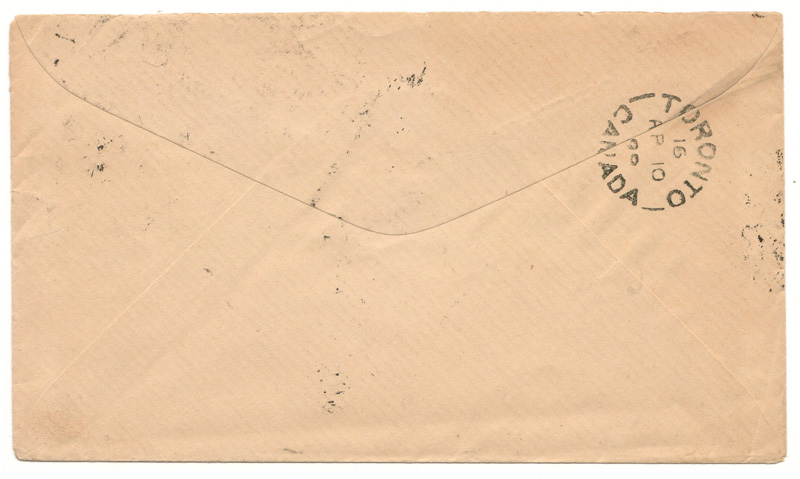 Back of cover with toronto cancel
