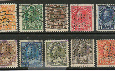 Canada #OA105var/OA122 Used 1911/25 5-hole Perf OHMS (10)