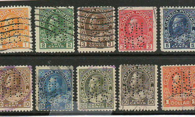Canada #OA105var/OA122 Used 1911/25 5-hole Perf OHMS (10)