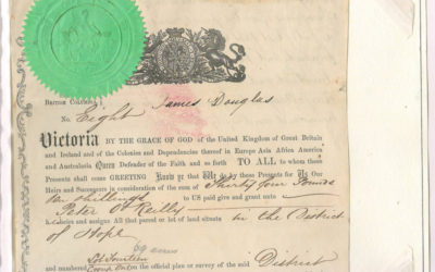 James Douglas Signed 1861 Peter O’Reilly Land Grant, page 43 of the Gerald E. Wellburn Fraser River Gold Rush Collection