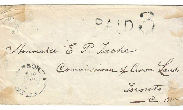 Fitzroy Harbor, C.W. 1857 Paid 3 Stampless Cover to Sir Étienne-Paschal Taché, Toronto