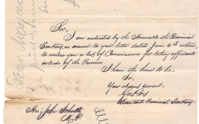 Manitoba Department of Provincial Secretary Roy & Schultz 1877 signed 8 page list of Commissioners