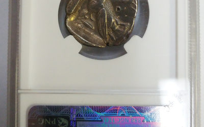 Athens 454-405BC NGC Owl Silver Tetradrachm w/ countermark