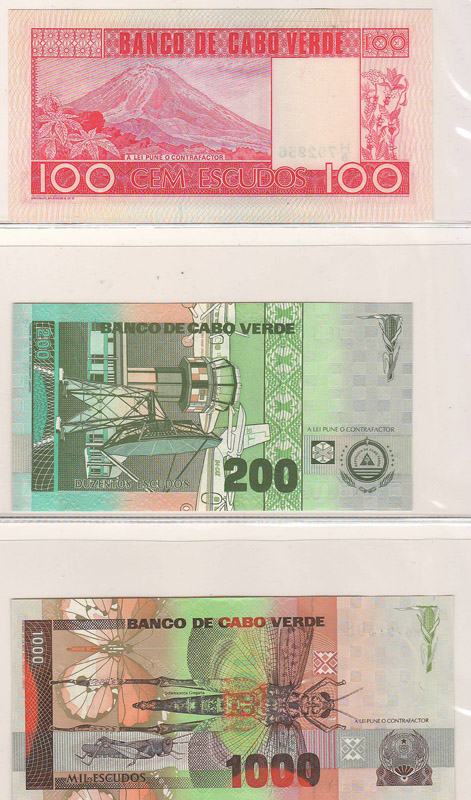 three bank notes - back