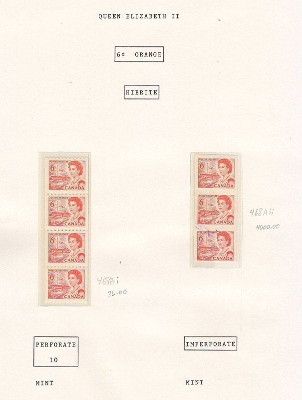 6 cent orange stamps on page