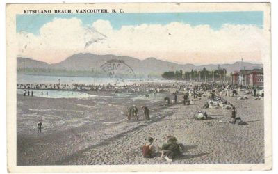 Jubilee Station, B.C. RF D 1921 2c Admiral Kits Beach Postcard