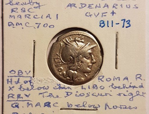 Marcia I 148 BC Q Marcius Libo Silver Denarius w/ Roma