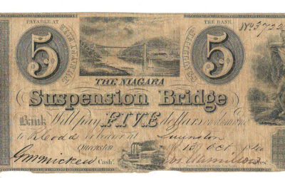 Niagara Suspension Bridge Bank 1840 $5 Bill
