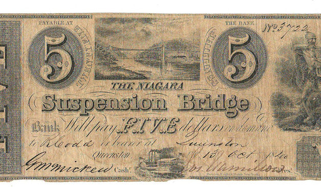 Niagara Suspension Bridge Bank 1840 $5 Bill