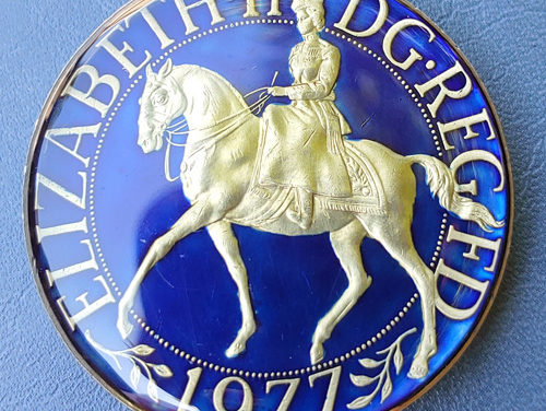 G.B. enamelled 1977 QEII Jubilee Crown