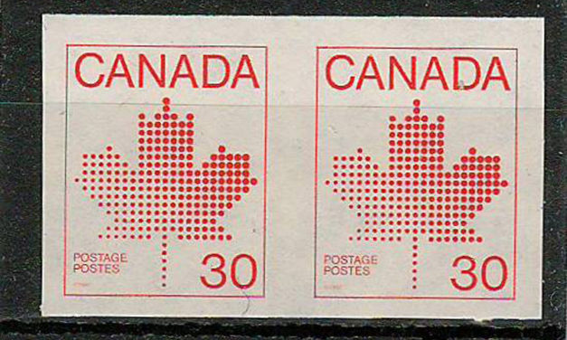 Canada #950a 1982 30c Maple Leaf Imperforate Pair