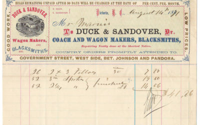 Duck & Sandover Wagon Makers 14 Au 1871 colour Invoice ex Gerald Wellburn