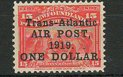 Newfoundland #C2 1919 $1 on 15c Airmail