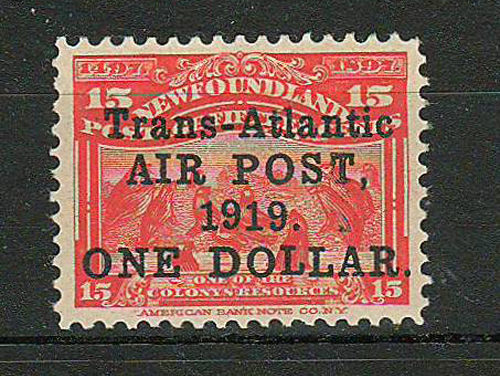 Newfoundland #C2 1919 $1 on 15c Airmail