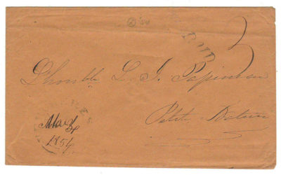 Louis Joseph Papineau addressed 3 Mar 1854 Paid 3 Cover