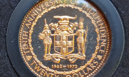 Jamaica Proof 1972 Columbus $20 Gold .2515oz AGW