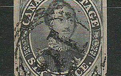 Canada #5 VF Montreal 4-ring 21 1855 6d Slate Grey