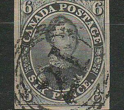 Canada #5 VF Montreal 4-ring 21 1855 6d Slate Grey