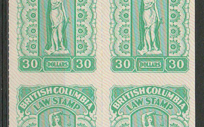 British Columbia #BCL66 1981 $30 unlisted Plate Block
