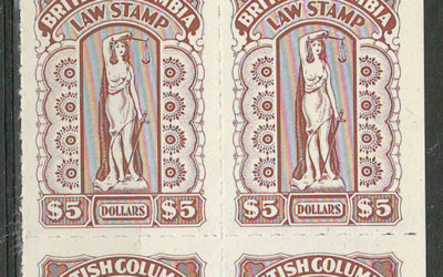 British Columbia #BCL61 1971/80 $5 unlisted Plate Block (4)
