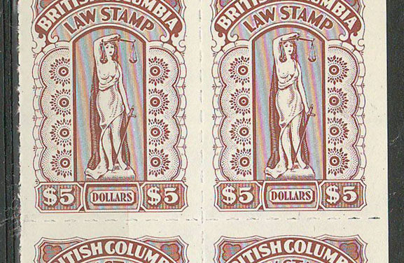 British Columbia #BCL61 1971/80 $5 unlisted Plate Block (4)