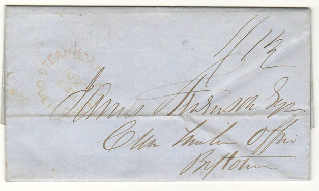 Steamboat Letter 1843 Prestamp FLS Bytown