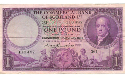 Commercial Bank of Scotland PS#332 1949 Pound note