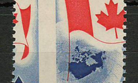 Canada #453var 1967 5c Flag Dramatic Misperf