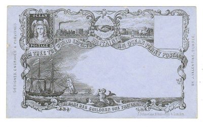 Ocean Penny Postage Unu J. Valentine, Dundee illustrated 1849 Cover