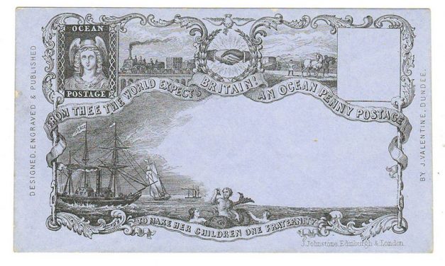 Ocean Penny Postage Unu J. Valentine, Dundee illustrated 1849 Cover