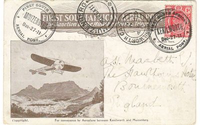 South Africa 27 De 1911 1d Kenilworth First Flight Card to Bournemouth