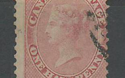 Canada #11 VG Used 1858 Perforated 1/2d Rose