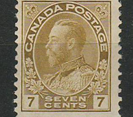 Canada #113b Fine Never Hinged 7c Straw Admiral