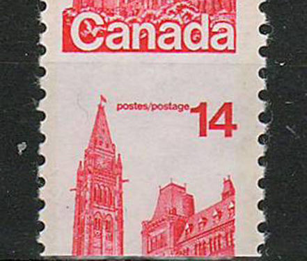 Canada #730var 1978 14c Coil Dramatic Misperf