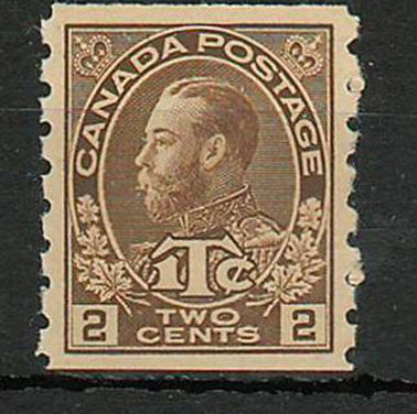 Canada #MR7iii 1916 Yellow Brown Die 1 Coil
