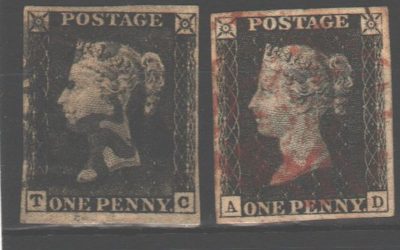 G.B. #1 F/VF Used 1840 1d Black duo