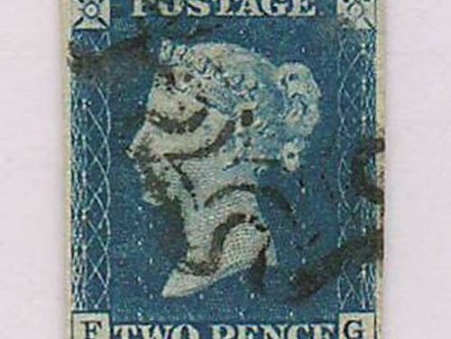 G.B. #2 1840 2d Blue w/ Black M/C cancel