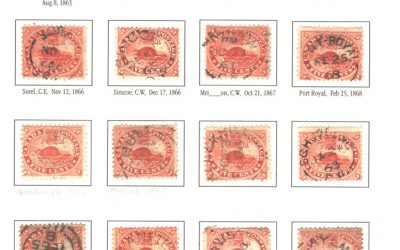 Canada #15 1859 5c Beaver cancels study (25)