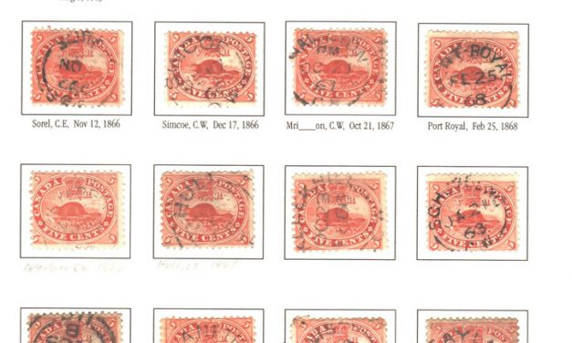 Canada #15 1859 5c Beaver cancels study (25)
