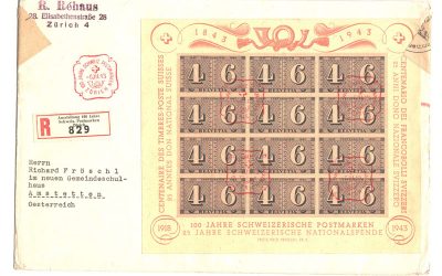Switzerland #B130 6 Mar 1943 Censored Registered Cover to Austria