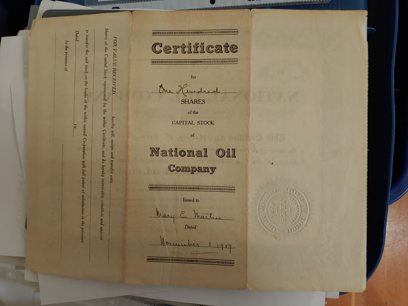 back of share certificate