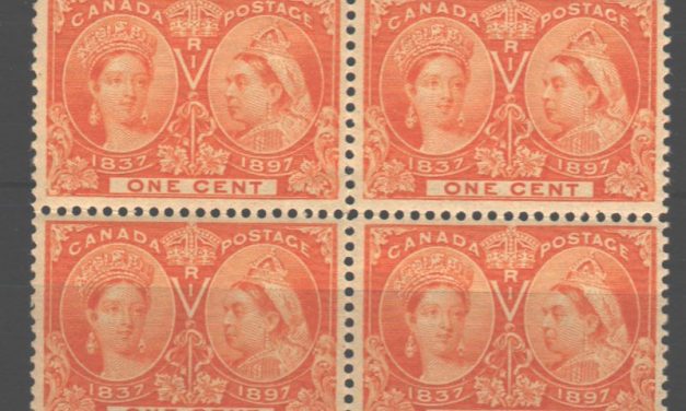 Canada #51 F/VF Never Hinged 1897 1c Jubilee shade Block (4)