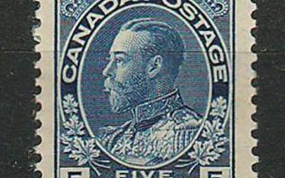 Canada #111 5c Admiral w/ large margin, bends