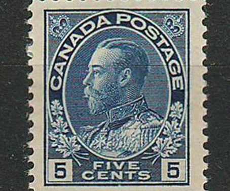 Canada #111 5c Admiral w/ large margin, bends