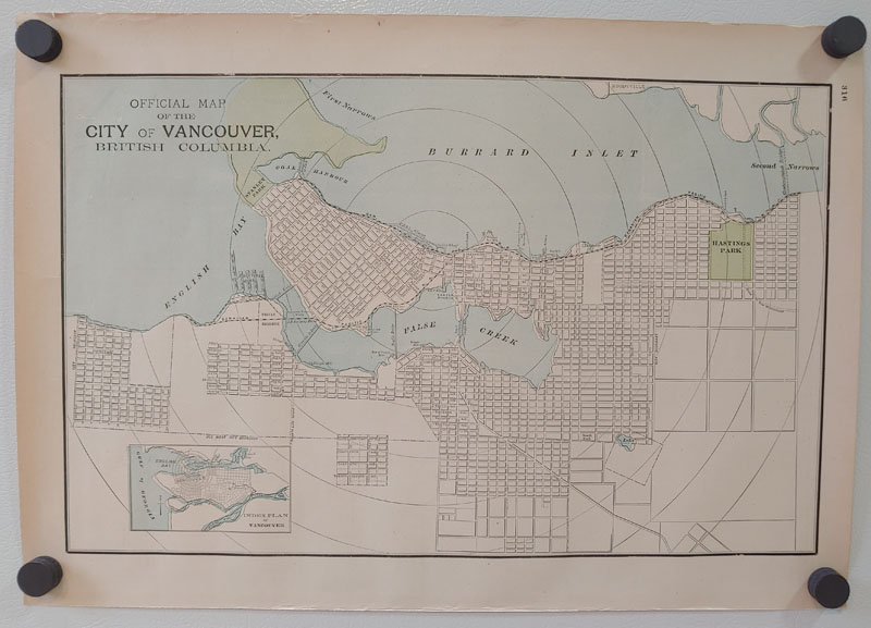 City of Vancouver 1895 17.5×12.5″ official Colour Map