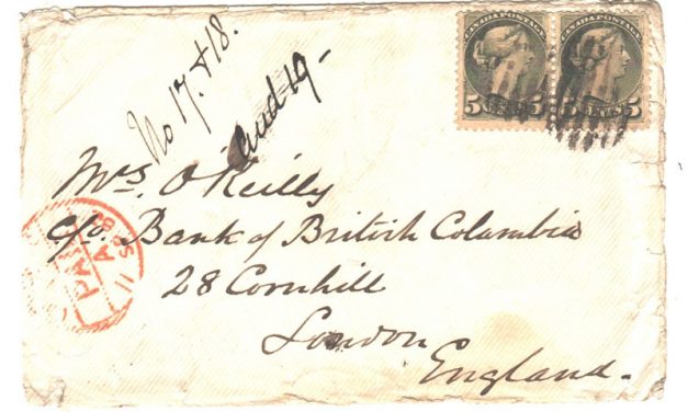 Victoria, B.C. 21 Au 1882 5c SQ Pair Wellburn Cover to Mrs. O’Reilly, UK